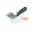 Metal detangle comb with plastic handle