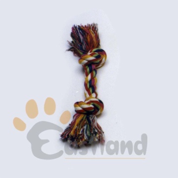 Multi-colored cotton rope tug with 2 knots