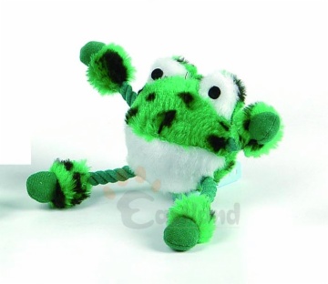 Plush frog with tennisball, with giggle sound