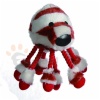 Plush octopus with tennisball, with giggle sound