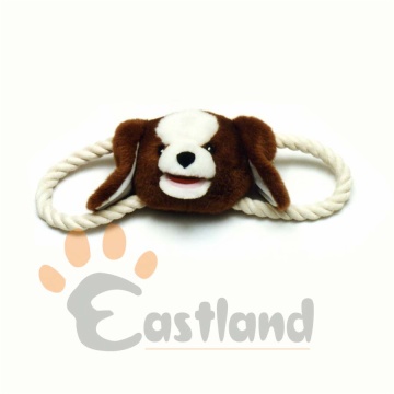 Rope tug with squeaky plush animal faces