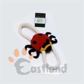 Rope tug with squeaky plush insects