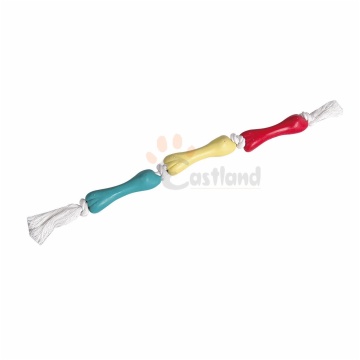 Rubber bone on rope