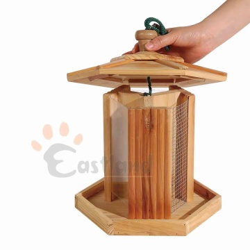 Bird feeder pavilion, natural wood