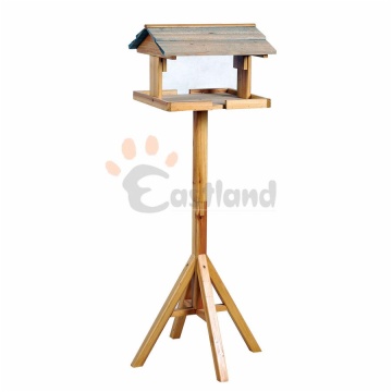 Bird feeder, with bracket, natural wood