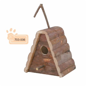 Bird house, triangular, barkwood