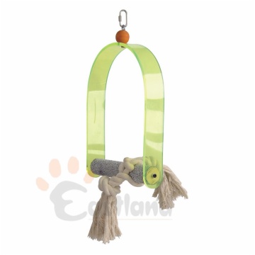 Acrylic perch swing, with cotton rope