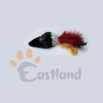 Colored fur mouse with colorful feathers