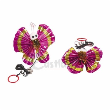 crinkle silver-paper butterfly, with bell and string, 9 cm