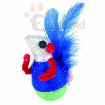 wobble mouse, with feathers, assorted colours, 7 cm